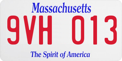 MA license plate 9VH013