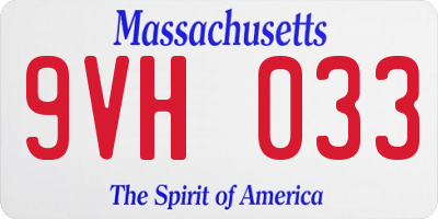 MA license plate 9VH033