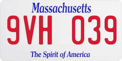 MA license plate 9VH039