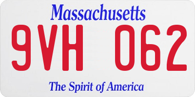 MA license plate 9VH062