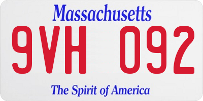 MA license plate 9VH092
