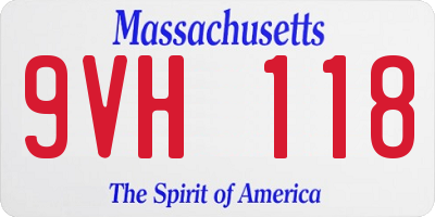 MA license plate 9VH118