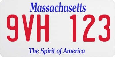 MA license plate 9VH123