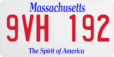 MA license plate 9VH192