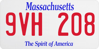 MA license plate 9VH208