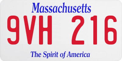 MA license plate 9VH216