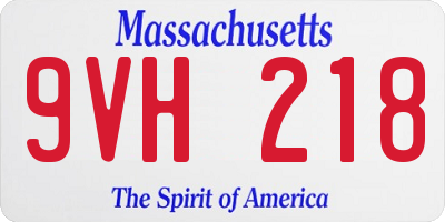 MA license plate 9VH218