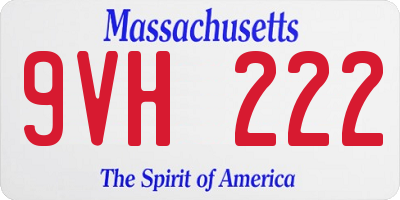 MA license plate 9VH222