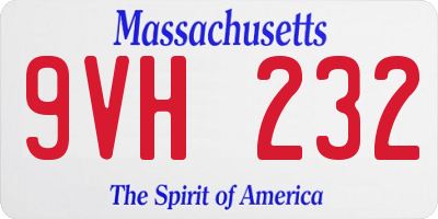 MA license plate 9VH232