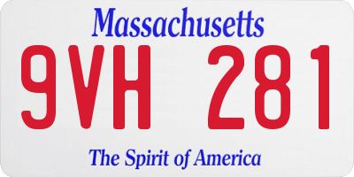 MA license plate 9VH281