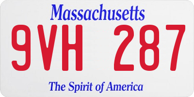 MA license plate 9VH287