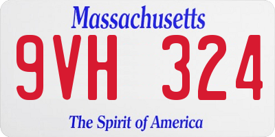 MA license plate 9VH324
