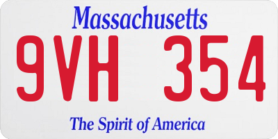 MA license plate 9VH354
