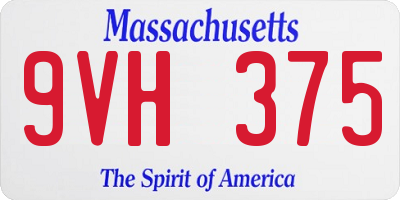 MA license plate 9VH375