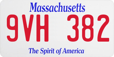 MA license plate 9VH382