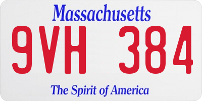 MA license plate 9VH384