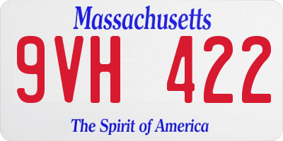 MA license plate 9VH422