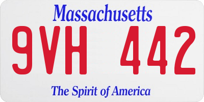 MA license plate 9VH442