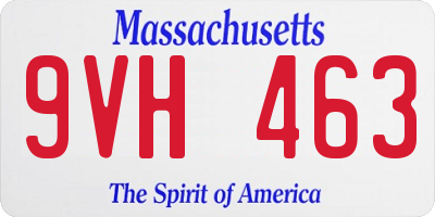 MA license plate 9VH463