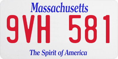 MA license plate 9VH581