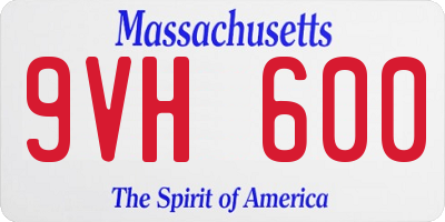 MA license plate 9VH600