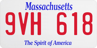 MA license plate 9VH618