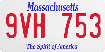 MA license plate 9VH753