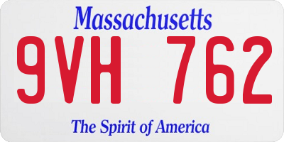 MA license plate 9VH762