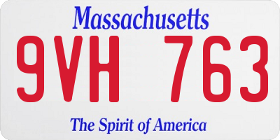 MA license plate 9VH763