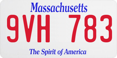 MA license plate 9VH783