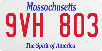 MA license plate 9VH803