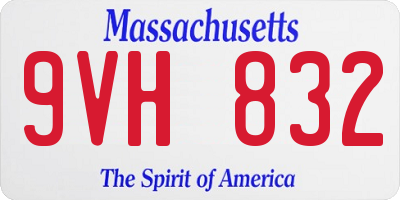 MA license plate 9VH832