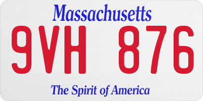 MA license plate 9VH876