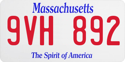 MA license plate 9VH892