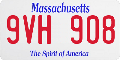 MA license plate 9VH908
