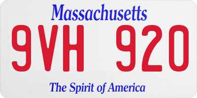 MA license plate 9VH920