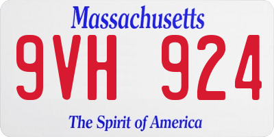MA license plate 9VH924