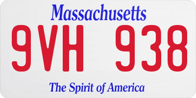 MA license plate 9VH938