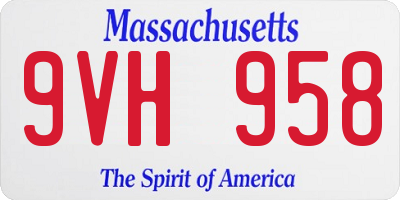 MA license plate 9VH958