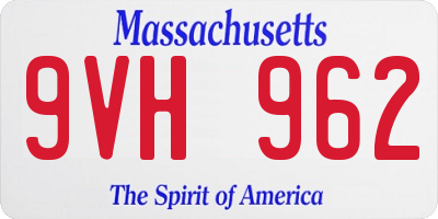 MA license plate 9VH962