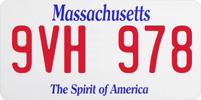 MA license plate 9VH978