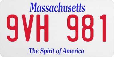MA license plate 9VH981