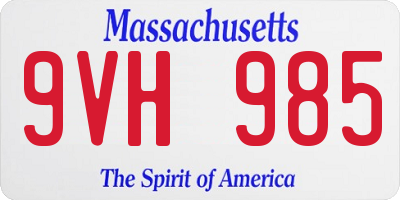 MA license plate 9VH985