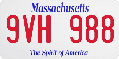 MA license plate 9VH988