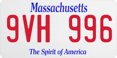 MA license plate 9VH996