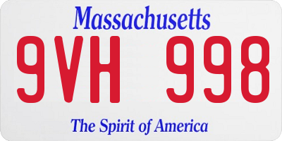 MA license plate 9VH998