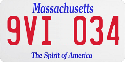 MA license plate 9VI034