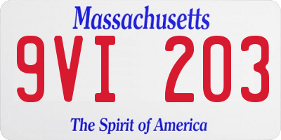 MA license plate 9VI203