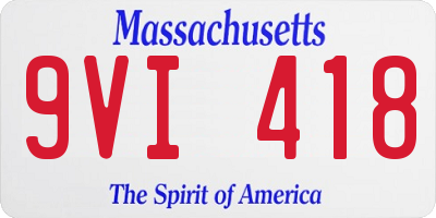 MA license plate 9VI418