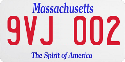 MA license plate 9VJ002